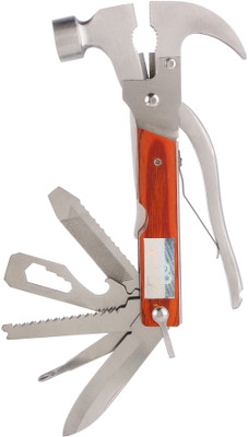 

DOCOSS 14 in 1 Claw Hammer Knife with Axe, Screwdriver, Saw, Bottle Opener, Filer Multi Tool(Silver)