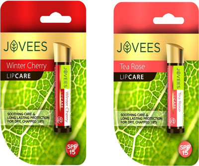 Jovees Winter Cherry Lip Care-4.5g & Tea Rose Lip Care-4g Winter Cherry, Tea Rose(Pack of: 2, 4.5 g)