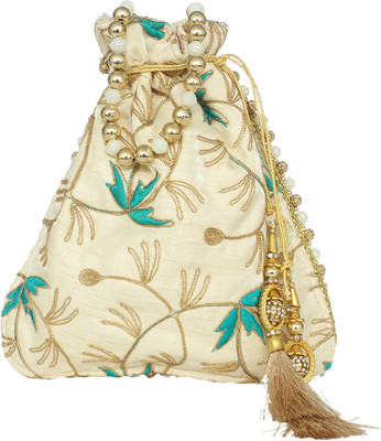 

Bagaholics Ethnic Silk Potli Batwa Pouch Bag with Embroidery Potli(Green)