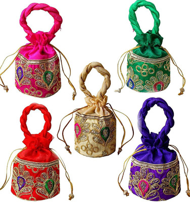 

Dms Retail Multicolour Women's Embroidered Potli Bag Potli(Multicolor)