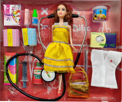 

Kidzoo Super Girl Dr. Bibo Doctor Play Set Toy With Real Medical Equipment and Working Stethoscope For Kids Doll Height-28 cm