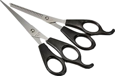 

KYT Hair Cutting Scissor For Saloon and home use scissor , Thnning & normal Scissors(Set of 2, Black)