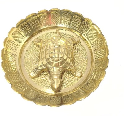 numeroastro Fengshui/Vastu Brass Turtle/Tortoise In Brass Plate (8 Cms) Decorative Showpiece  -  2 cm(Brass, Gold)