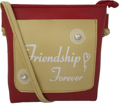 

BANDICOOT Women Casual Red, Beige PU Sling Bag, Beige;red