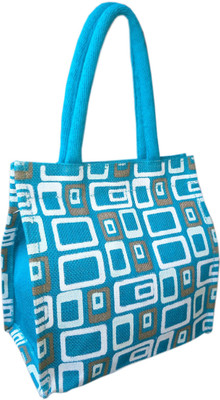 

Kroniv Women Casual Blue Jute Hand-held Bag
