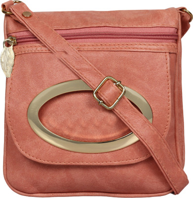 

Capreo Women Casual Pink Synthetic Leather Sling Bag