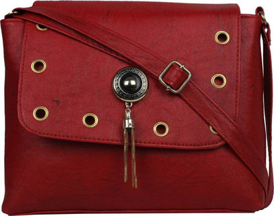 

3ng Women Evening/Party Maroon Synthetic Leather Sling Bag