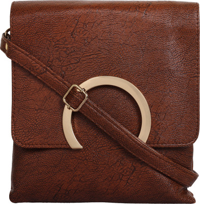 

Capreo Women Casual Brown Synthetic Leather Sling Bag