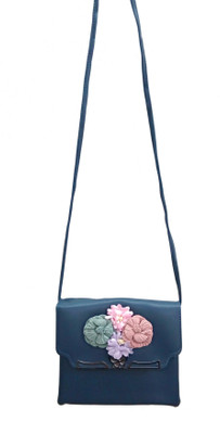 Lavs Women Casual Blue PU Sling Bag
