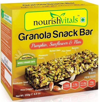 

NourishVitals Granola Snack Bar - Pumpkin, Sunflower & Flax Mix (5 Bars) - High in Energy, Protein(250 g)