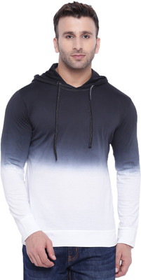 Gritstones Ombre Men Hooded White, Black T-Shirt