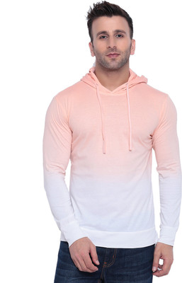 Gritstones Ombre Men Hooded White, Pink T-Shirt