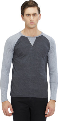 Imagica Colorblock Men Round Neck Grey T-Shirt