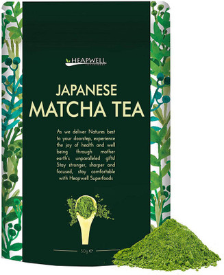 

Heapwell Superfoods Japanese Matcha Green Tea Powder for making Lattes, Shakes, Baking & Smoothies Matcha Tea(50 g, Pouch)