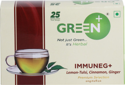 

BudWhite ImmuneG+ 25 Enveloped teabags Pack of Assam Whole Leaf Superfine Green Tea Blended with Lemon-Tulsi, Cinnamon and Ginger to Improve Immune System of The Body Herbs Green Tea Bags(25 Bags, Pouch)
