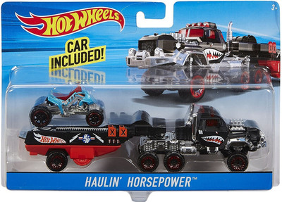 

Hot Wheels Car & Truck with Detachable Trailer (Hot Wheels Haulin Horsepower)(Multicolor)
