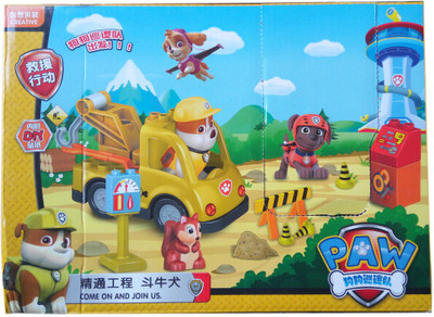

IndusBay Mission Paw Blocks - DIY Paw Patrol Pup RubbleVehicle Building construction blocks with Pup Figure(Yellow)