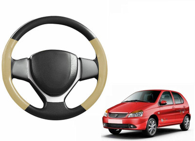 CARIZO Hand Stiched Steering Cover For Tata Indica Vista(Black, Beige, Leatherite)