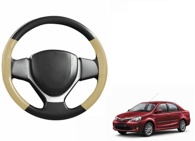 CARIZO Hand Stiched Steering Cover For Toyota Etios(Black, Beige, Leatherite)