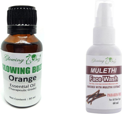 

Glowing Buzz Combo of orange essential oil 30ml and mulethi facewash 60ml(Set of 2)