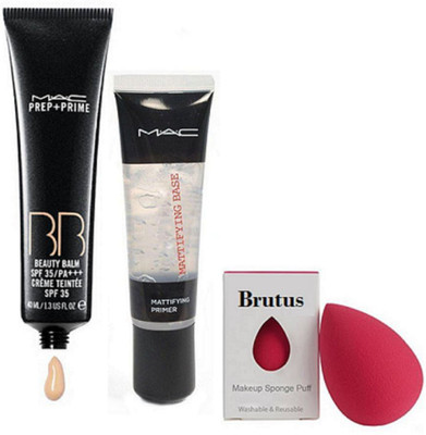 

BRUTUS Sponge Puff, Prep + Prime BB Beauty Balm Cream Spf 35, Mattifying Primer(Set of 3)
