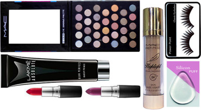 

powerpoint Eyelashes&Slicon Puff&Highlight Foundation&Lakme Absolute Primer&Mac Lipstick (set Of 2)&Mac 32 Colour Eyeshadow Palette(Set of 7)