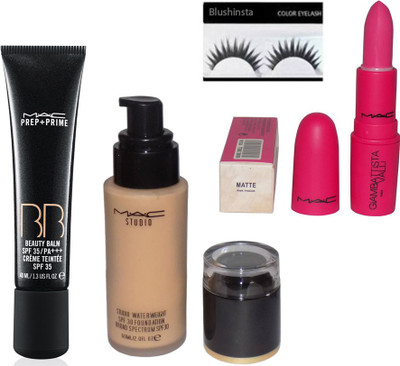 

blushinsta combo kit of mac foundation bb cream giambattista lipstick eyelashes(Set of 4)