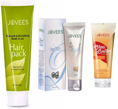 

Jovees Hair Pack-200g & Shew Butter Moisturiser-100g & Pearl Whitening Face Wash-60ml(Set of 1)