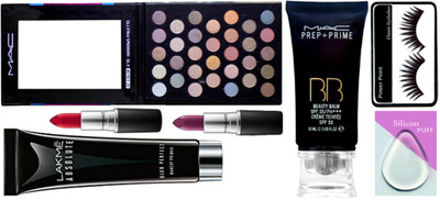 

powerpoint Eyelashes & Slicon Puff&BB Beauty Balm Cream&Lakme Absolute Primer&Mac Lipstick (set Of 2)&Mac 32 Colour Eyeshadow Palette(Set of 7)