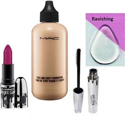 

ravishing silicon Puff , Face & Body Foundation, Lipstick With Mascara(Set of 4)