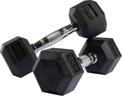 

Faiydashop Hexagonal Rubber 8kg (4kg Each) Fixed Weight Dumbbell(8 kg)