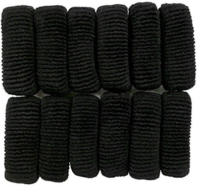 

HONBON Large Thick Rubberbands Cottonwool, Extra Soft Bun,Ponytail Holders Black, Pack of 12 … Hair Band(Black)