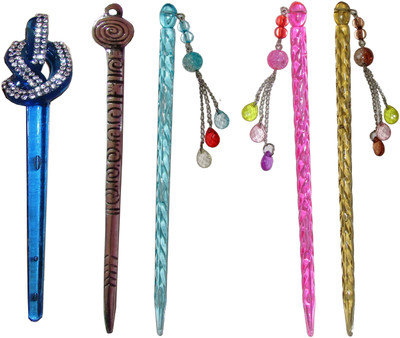 

enmity Combo of Multi Color Juda Sticks Bun Stick(Multicolor)