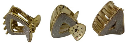 

Pooja Trendz Silver Gold Color Mixed Triangle Shape Hair Clutcher-Hair Claw/Clip-3 Pcs. Hair Claw(Gold)