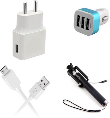 DAKRON Wall Charger Accessory Combo for Itel A62(White)