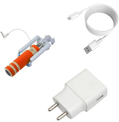 DAKRON Wall Charger Accessory Combo for Intex Staari 12(White)