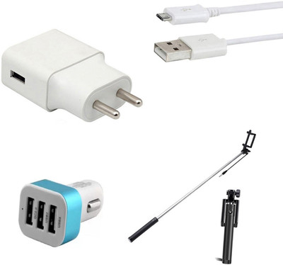 DAKRON Wall Charger Accessory Combo for Mobiistar X1 Dual(White)