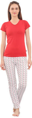 zebu Women Printed Multicolor Top & Pyjama Set