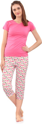 zebu Women Printed Multicolor Top & Capri Set