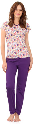 zebu Women Printed Multicolor Top & Pyjama Set