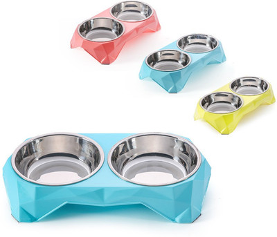 

SRI SRI High Quality Food & Water Stainless Steel 2 in 1 Bowl Set For Dog Non-stick & Stainless steel PTFE (Non-stick) Pet Bowl(400 ml Blue)