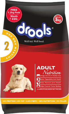 

DROOLS Chicken and Egg ADULT Dog Food Chicken, Egg 3 kg Dry Dog Food