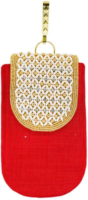 

Bagaholics Ethnic Beads & Pearl Jute Mobile Pouch with Waist Clip Mobile Pouch(Red)