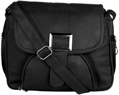 

Meraki Sasha Women Casual Black PU Sling Bag