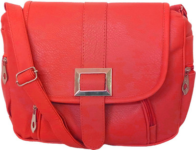 

Meraki Sasha Women Casual Red PU Sling Bag