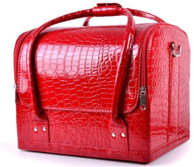 

unigestion Leather 3 Tier Internal Trays Cosmetics Vanity Box (Red) leather, cosmetic box Vanity Box(Red)