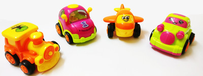 

Shanbuyers Unbreakable Friction Powered Cars, Push and Go Car, Plane, Train, Cars Vehicles Toys Gift for Kids (4 PCS)(Multicolor)