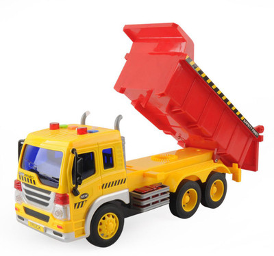 

IndusBay 1:16 Scale Friction Powered Pull Along Construction Dumper Automobile Dump truck Toy with Light & sound for kids(Yellow)