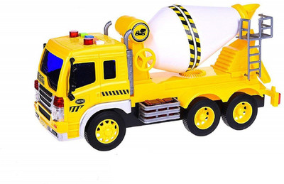 

IndusBay 1:16 Scale Friction Powered Pull Along Construction Automobile Cement Concrete Mixer truck Toy with Light & sound for kids(Yellow)