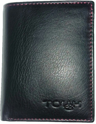 TOUGH Men Casual Black Genuine Leather Wallet(7 Card Slots)